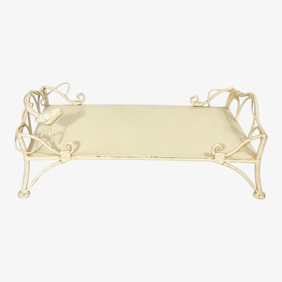 Vintage Painted Wrought Iron Tray 18.5"x11 3/4"x6 1/2" - Picture 4 of 7